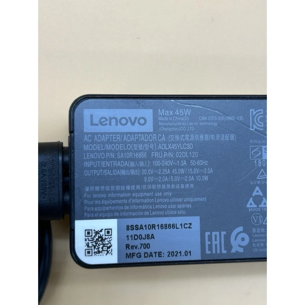 Genuine Lenovo 45W USB-C‎ AC Adapter Charger ADLX45YLC3D Laptop Power